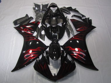 Cheap 2009-2011 Black Red Flame Yamaha YZF R1 Motor Fairings