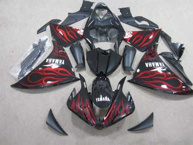 Cheap 2009-2011 Black Red Flame White Decal Yamaha YZF R1 Motorbike Fairings