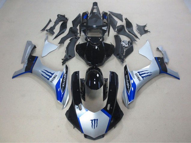Cheap 2015-2019 Silver Black Blue Monster Yamaha YZF R1 Motorcycle Fairing Kits Cheap 2015-2019 Silver Black Blue Monster Yamaha YZF R1 Motorcycle Fairing Kits