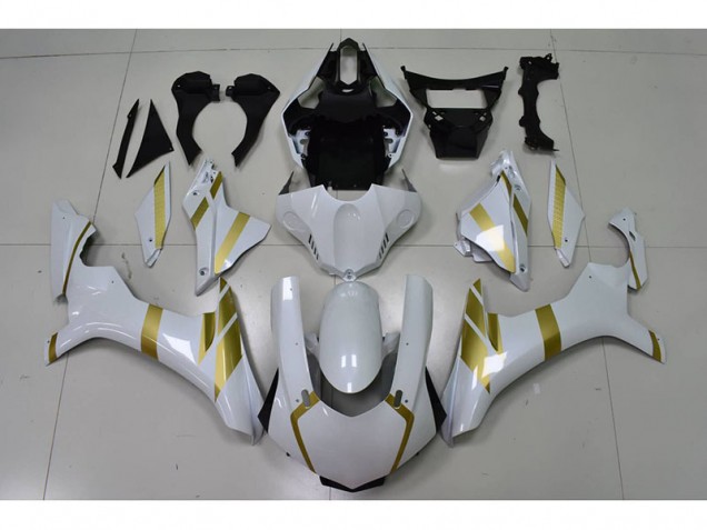 Cheap 2015-2019 White with Gold Decal Yamaha YZF R1 Motor Fairings Cheap 2015-2019 White with Gold Decal Yamaha YZF R1 Motor Fairings