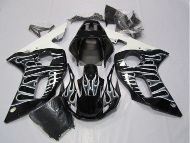 Cheap 1998-2002 Black White Flame Yamaha YZF R6 Motorcycle Fairing