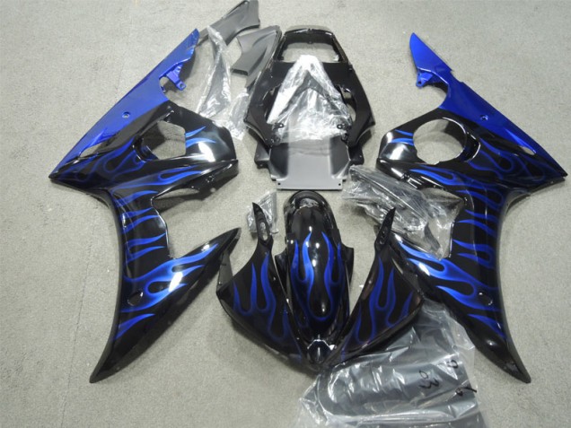 Cheap 2003-2005 Black Blue Flame Yamaha YZF R6 Bike Fairings