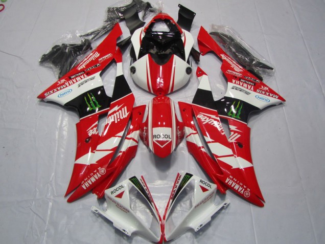 Cheap 2008-2016 Red White Rocol Yamaha YZF R6 Motorcycle Fairings Kits Cheap 2008-2016 Red White Rocol Yamaha YZF R6 Motorcycle Fairings Kits